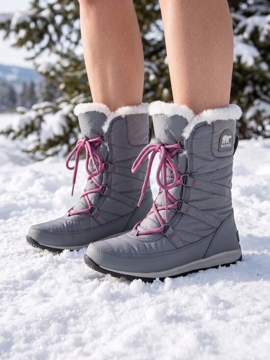 Sorel Shoes - Sorel Whitney tall lace up gray pink winter boots